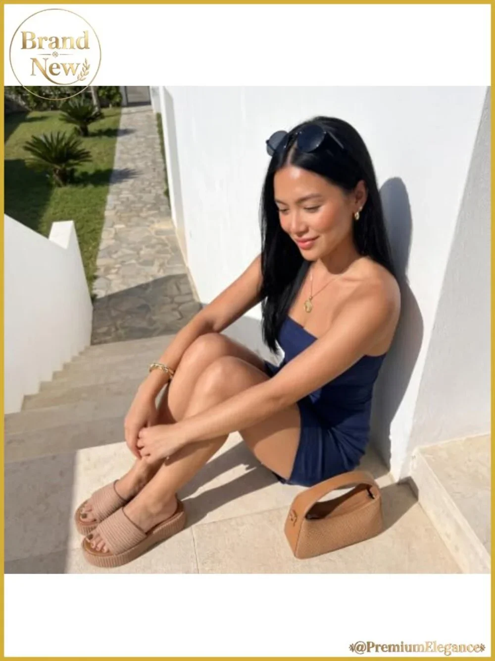 Raffia Platform Sandals with Cushioned Footbed Slip-On Open Toe